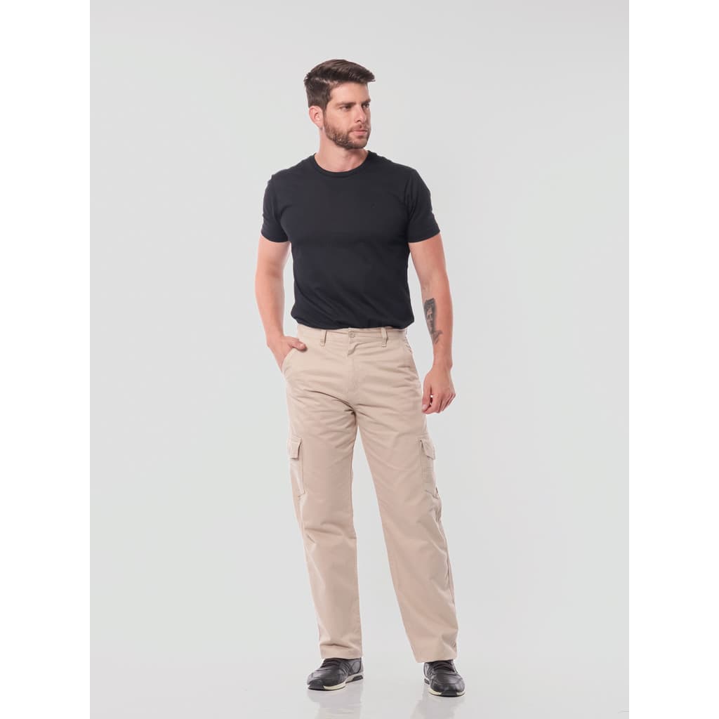 Calça Masculina Cargo Elegance Bege Claro