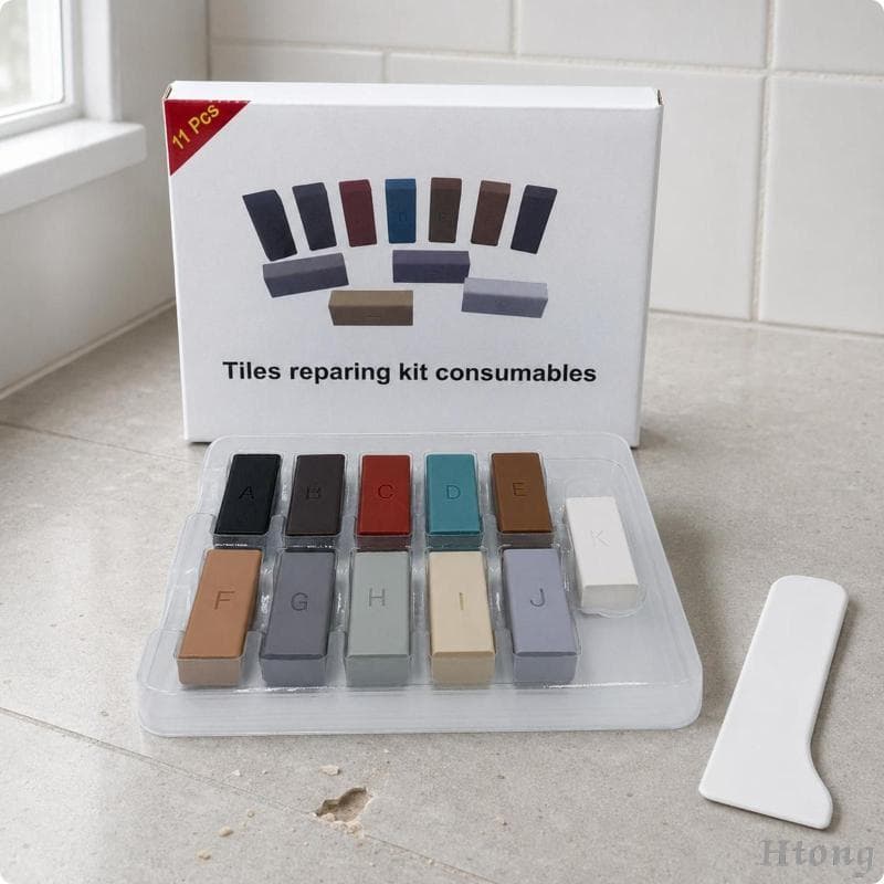 [Htong] Kit De Reparo De Azulejos De Porcelana De 11 Peças , Múltiplas Cores Sólidas , Cerâmicos , Mistura