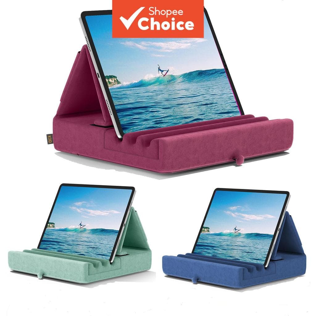 Suporte dobrável para tablet com almofada, suporte para iPad para colo, cama e mesa - Suporte tablet com bolso e