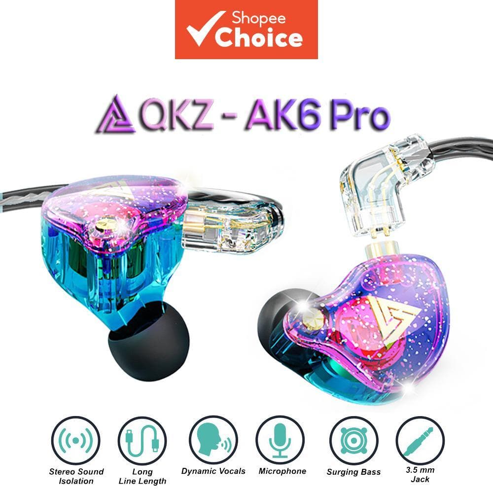 QKZ AK6 Pro Fones De Ouvido Intra-Auriculares 1DD Driver Dinâmico HiFi Bass Com Microfone Cabo Removível Monitor De Músi