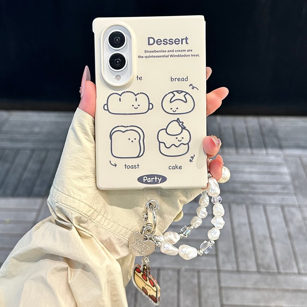 Coreano Bonito Dos Desenhos Animados Linha Pão Francês Padrão Capa Protetora À Prova De Choque Para Samsung Galaxy Z Fol