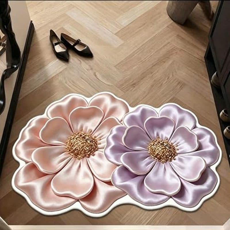 Tapete Em Forma De Flor De Ilusão Óptica 3D , De Área De Mola De Terra Diatomácea Para Quarto , Sala De Estar , Varanda