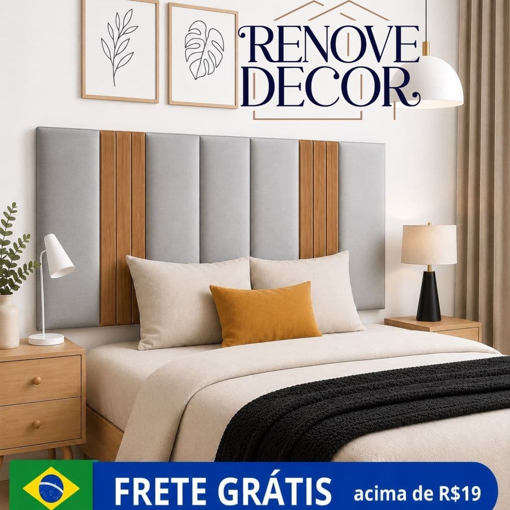 Kit Completo Cabeceira Estofada Premium Modular + Painel Ripado MDF Para Cama Box |Casal |King |Queen - Envio Imediato
