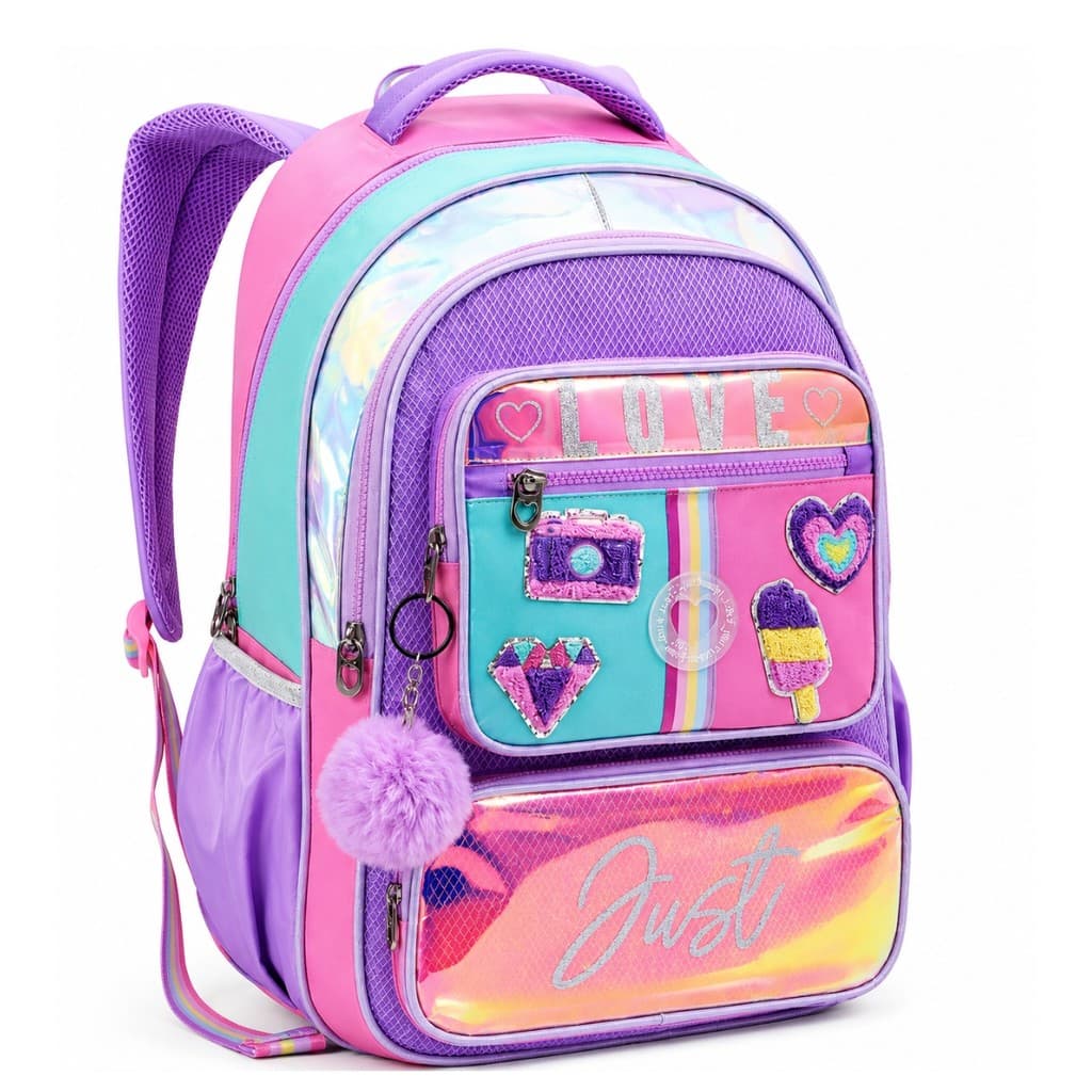 Mochila Escolar De Alças Femenina Juvenil 4 Bolsos