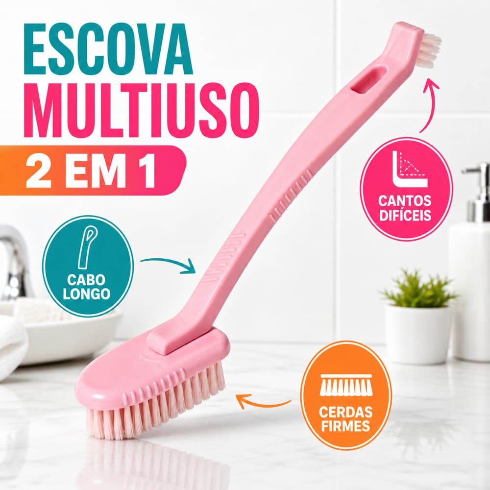 Escova de Limpeza de Sapatos de Ponta Dupla para Tênis com Cabo Longo, Multifuncional e Resistente para Remover Manchas