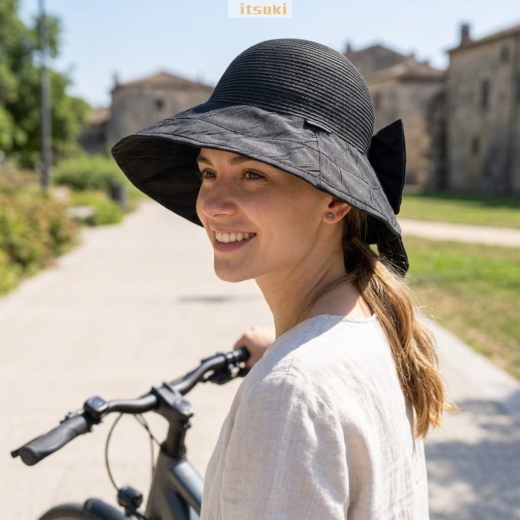 Chapéu De Sol De Palha De Aba Larga Para Mulheres UPF50 + Proteções UV Verão Ciclismo Ao Ar Livre