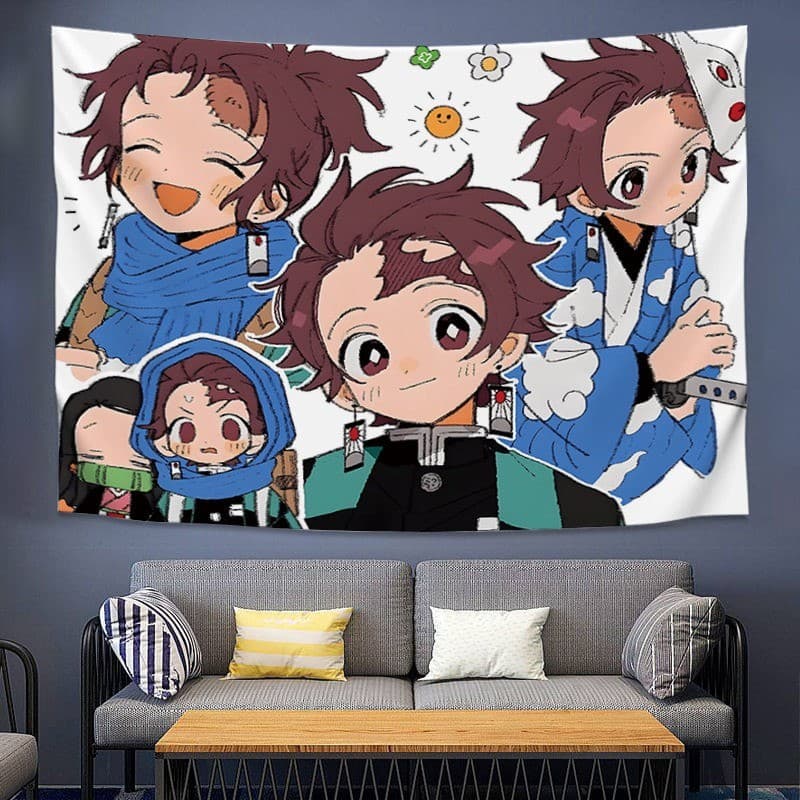 Novo estilo Demon Slayer Ilustração Quarto Tapeçaria Pano de fundo Pano de parede Quarto ins Decoração de cabeceira Dorm