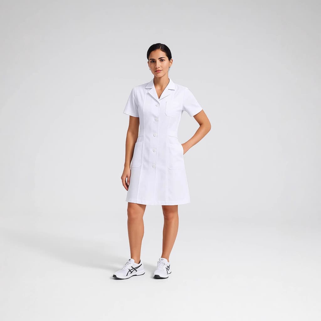 Uniforme de enfermagem de manga curta estilo coreano, jaleco branco de médico, uniforme de médica, uniforme de esteticis