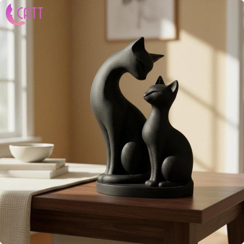 [Dadada2] Figura De Gato Compacta Impressa Em 3D Miniatura Decoração Escultura De Casa Para Exibição De Entrada De Prate