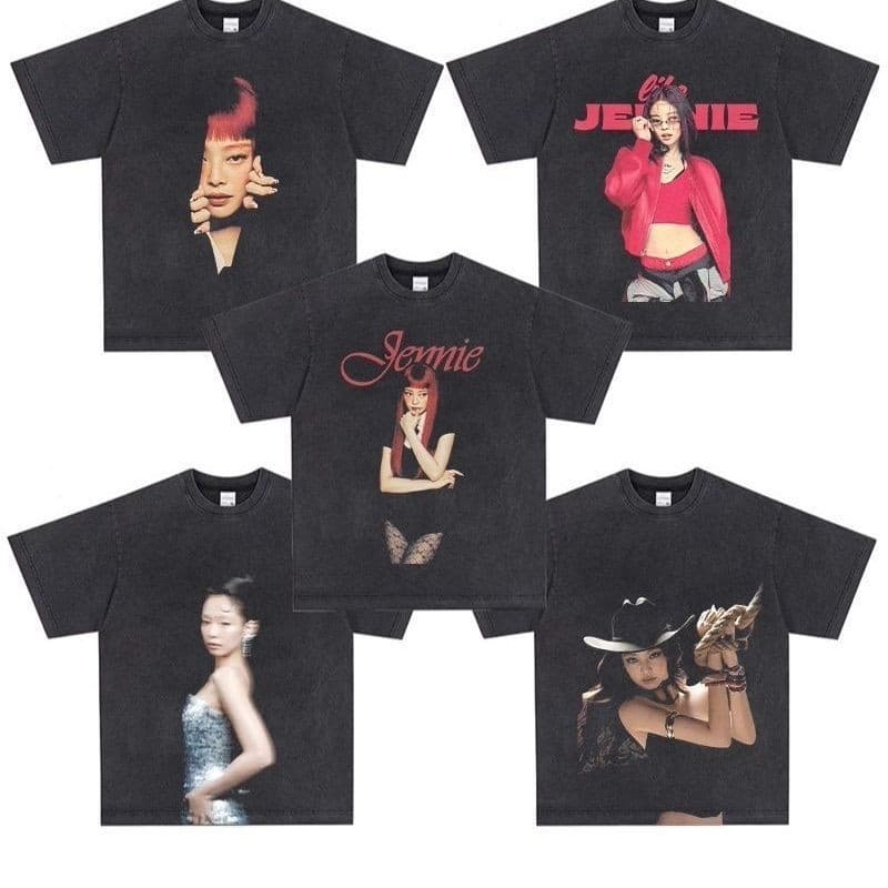 Jennie American Retro High Street Concert Support Top Digital Injeção Direta Respirável Algodão Puro Comprimento 8.7