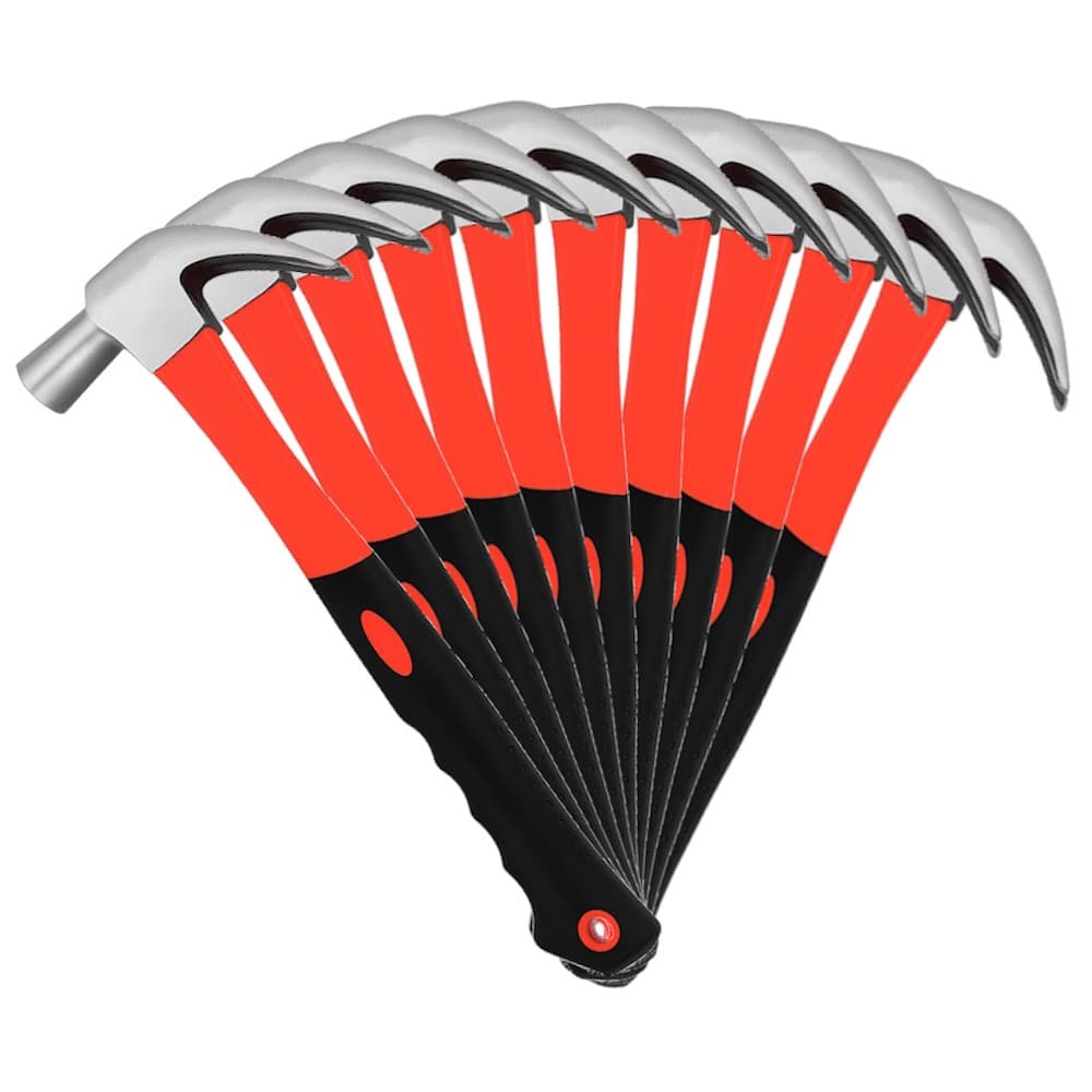 Kit 10 Martelos Tipo Unha Profissional 340g 27cm Cabo De Fibra Emborrachado Lojista Revenda Atacado