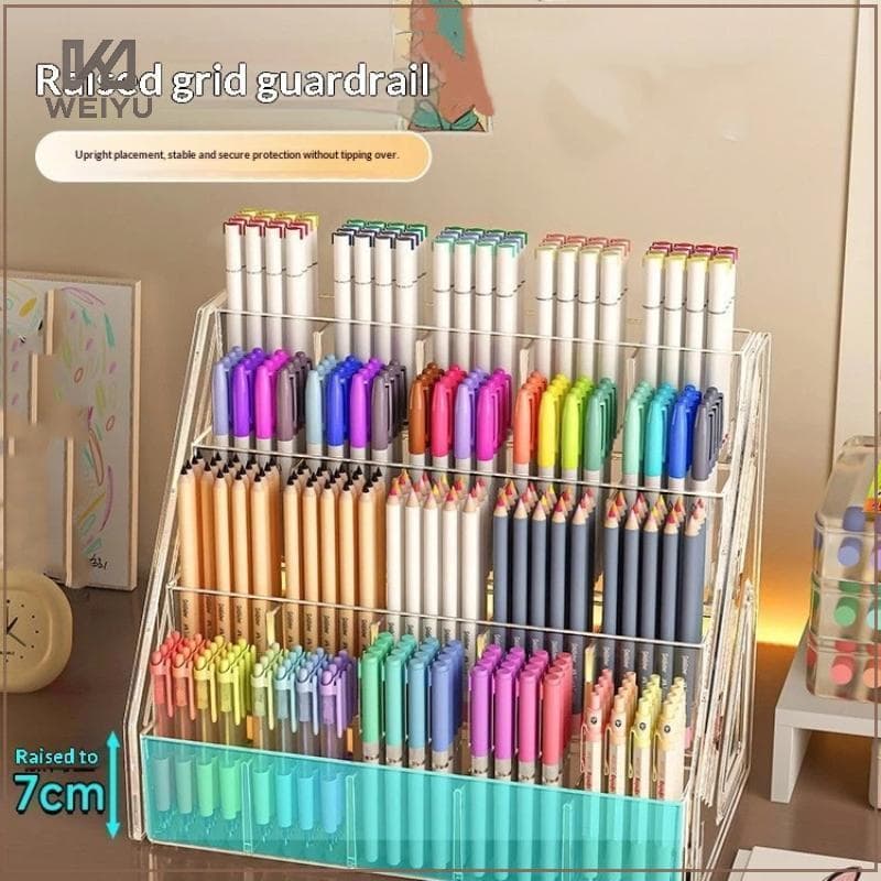 WEIYU Organizador De Mesa De Acrílico Espaçoso Suporte Para Caneta DIY Com Compartimentos Multifuncionais Mesas De Escri