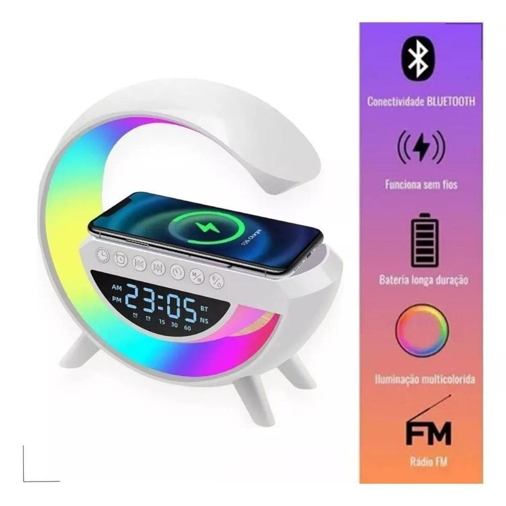 Promoção Luminaria G-Speaker Multifuncional Smart Station Led Caixa De Som Relógio