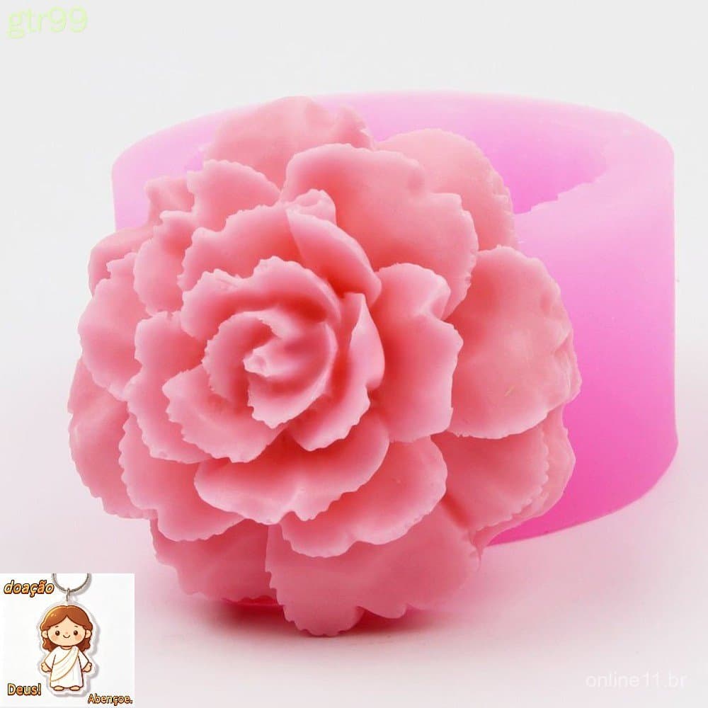 Molde de silicone rosa de qualidade alimentar em formato de flor 3D para sabonete artesanal, bolo, fondant, confeitaria,