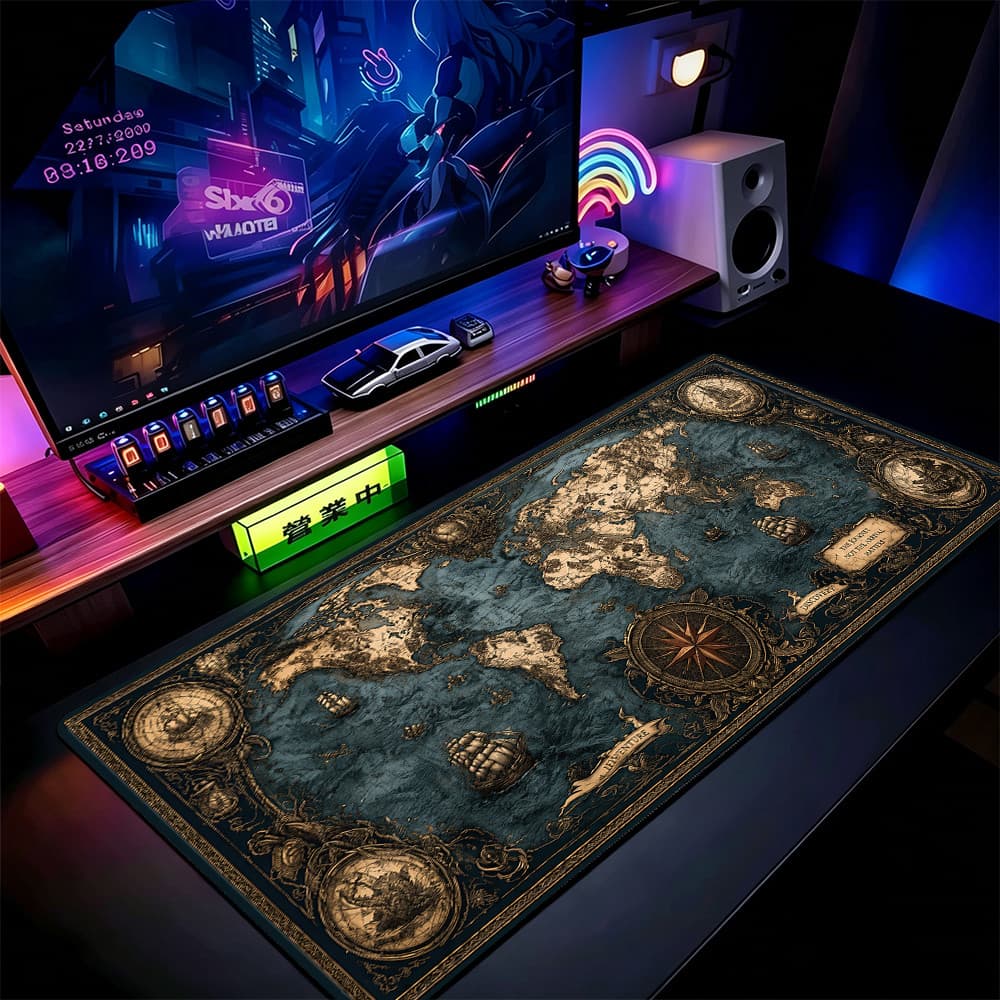 Grande Jogo Mouse Pad Antiderrapante 80X30 CM Impressões Personalizadas Mousepad Borda Costurada Mapa Náutico