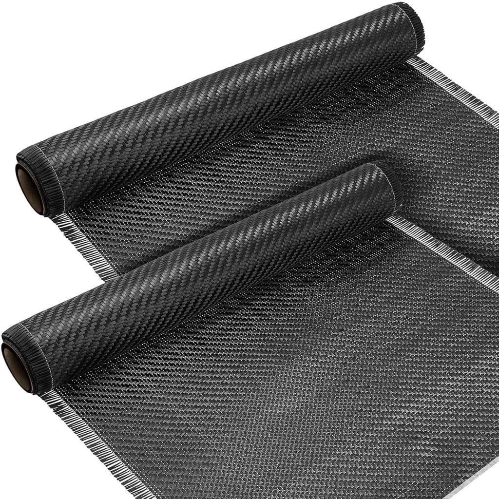 Tatuo 2 Rolls 6.5ft x 12" Carbon Fiber Fabric Roll Pure Fabric Carbon Fiber Sheet - 2x2 Twill Weave-3k/220g for Cars for