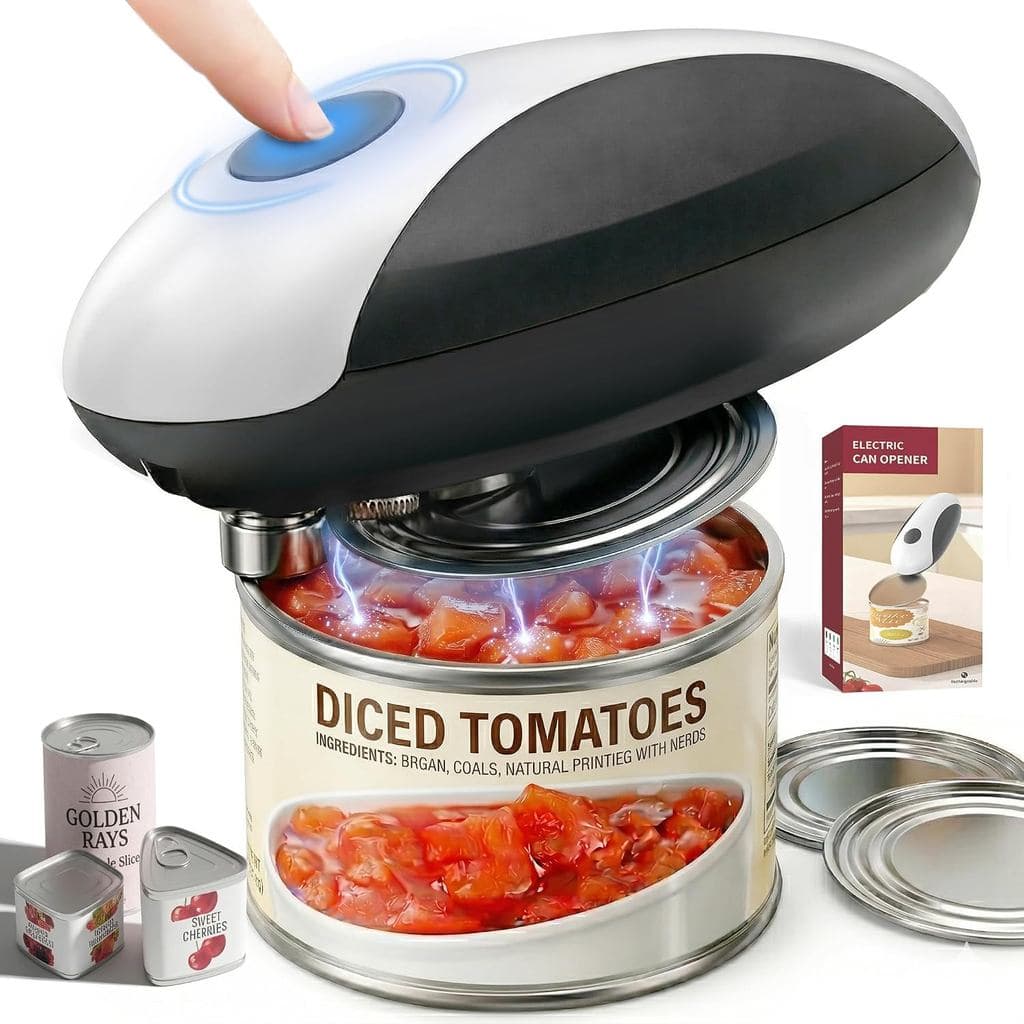 Electric Can Opener, USB-C Rechargeable Automatic Can Opener with Smooth Edge, One-Touch Operation, Magnetic Lid Hold, E