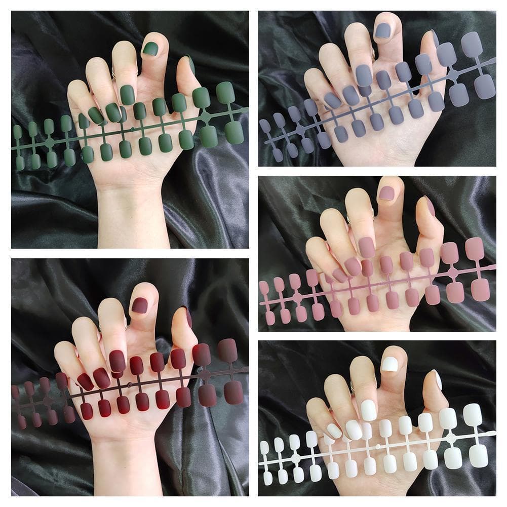 Unhas Nail Art Curto Fosco Falsas Removíveis À Prova D'água Wearable O8o6
