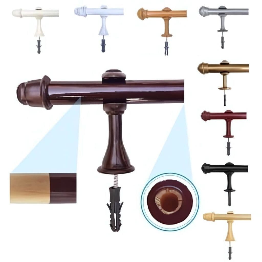 Kit varão de madeira simples para cortina 1,00 metro19mm cores variadas