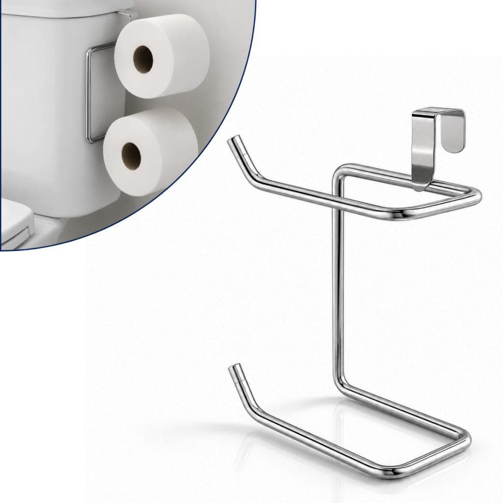 Suporte Duplo Cromado para Rolo de Papel Higiênico Banheiro