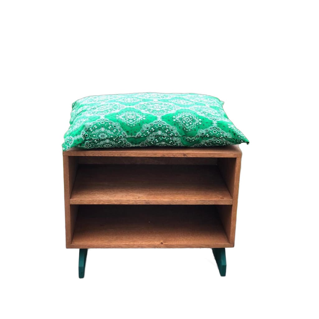 Puff Sapateira Boho Almofada Verde 40x40 4 Pares