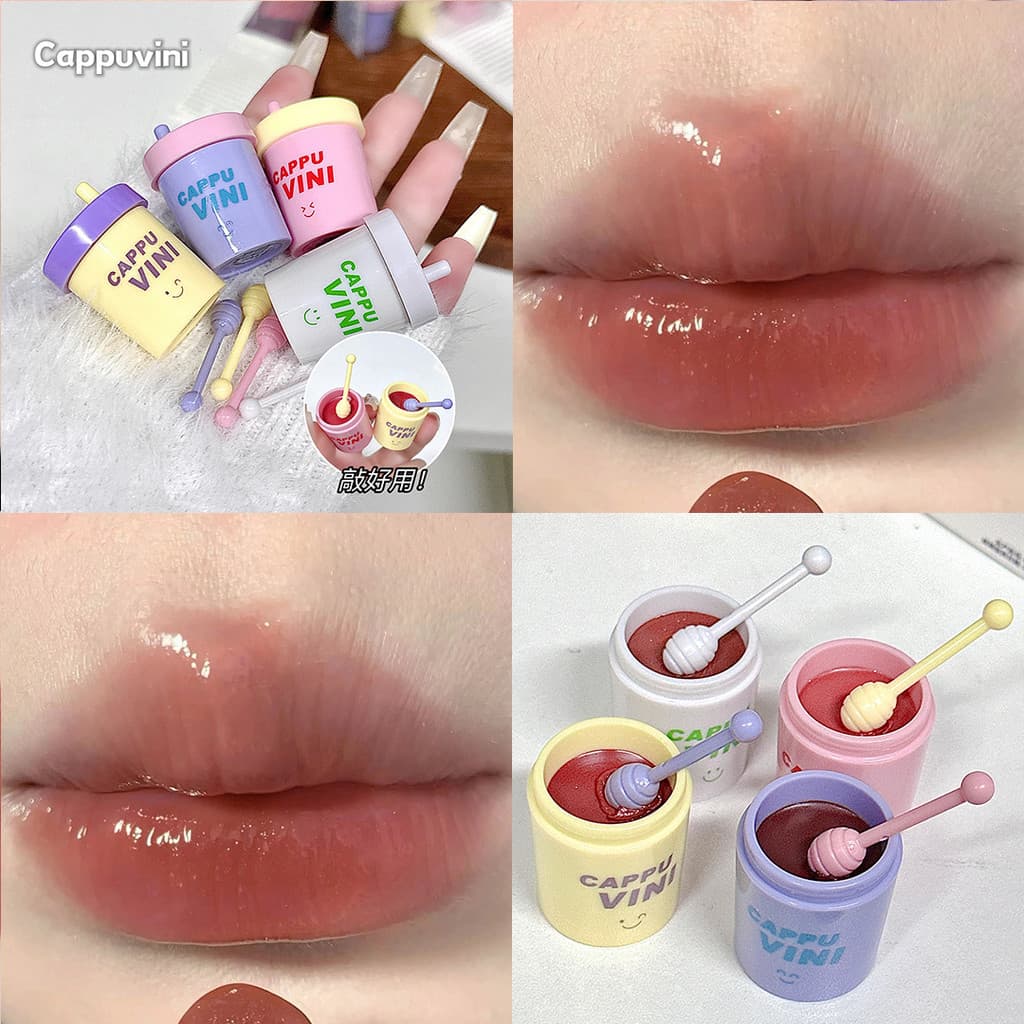 Batom Líquido Sólido Cappuvini Milk Tea Cup, Cor Nude Hidratante para Outono e Inverno, Batom Acessível para Estudantes