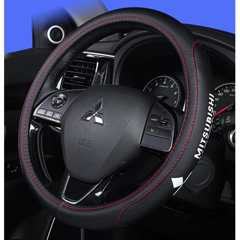 Capa de Volante de Couro Sem Cheiro para Mitsubishi (Formato Redondo) para Mitsubishi Xpander ASX Triton Lancer Outlande