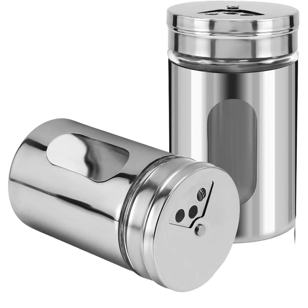 Porta Saleiro Pimenteiro Inox Vidro 100ml Sal Aço Inox