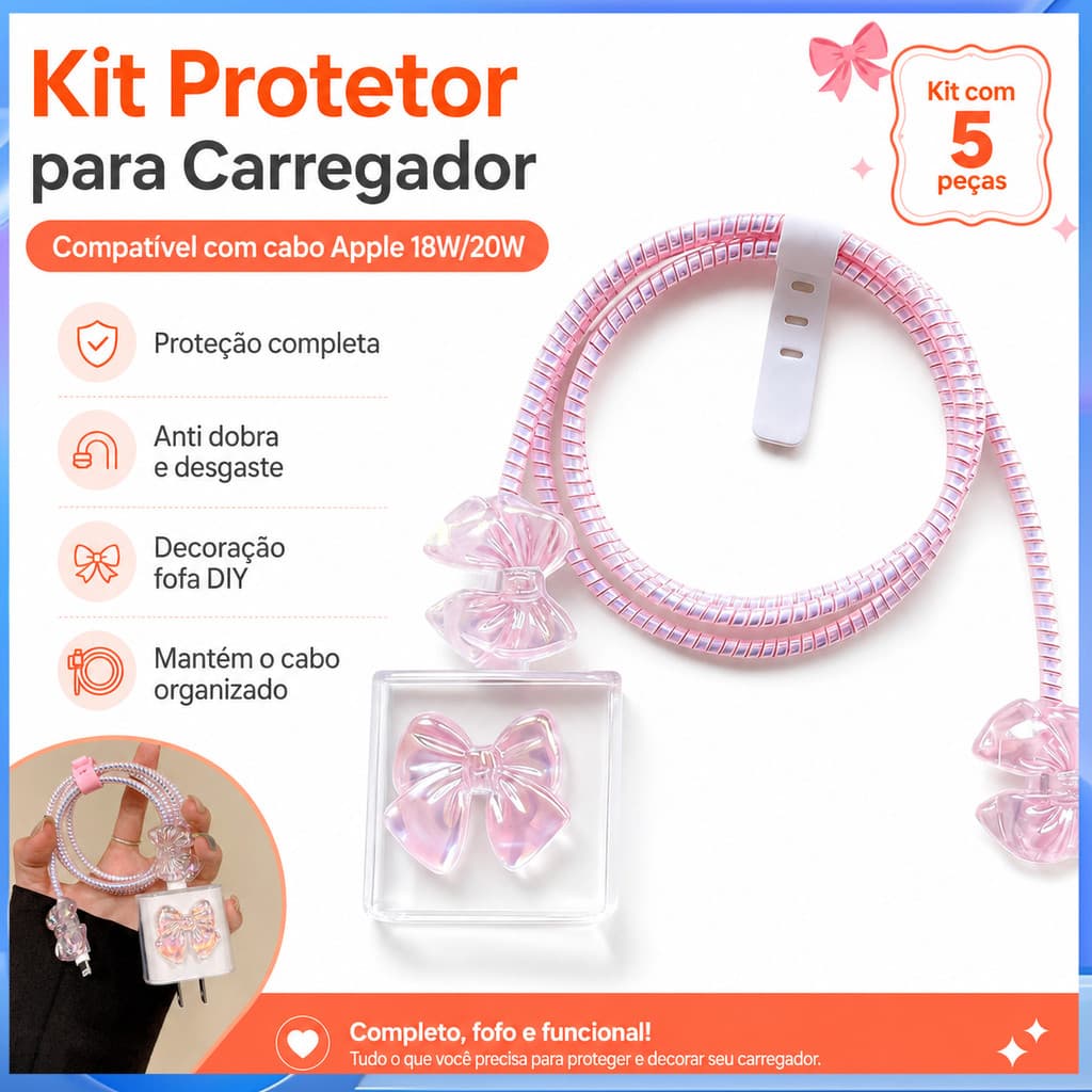 Estilo feminino transparente Bowknot carregamento chapelaria cabo de dados Anti-quebra caso protetor