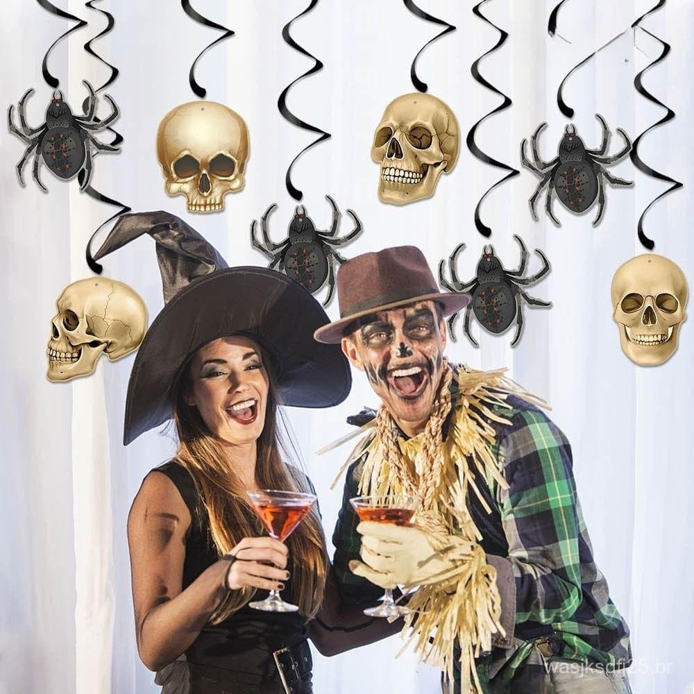 HOURE Banner Suspenso De Halloween , Ornamento De Pingente De Caveira Retrô De Bruxa , Decorações Criativas De Festa De