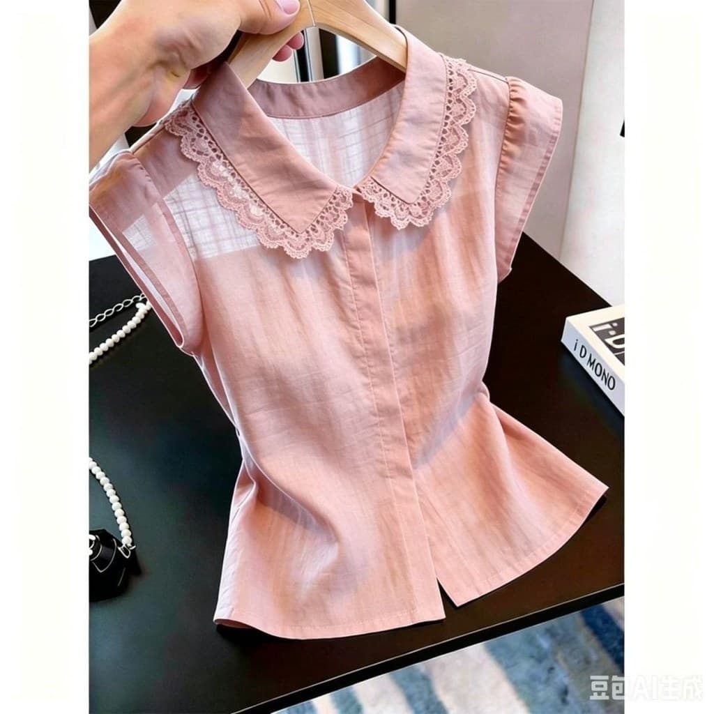 Tamanho grande reduzindo a idade camisa francesa boneca 2026 renda novo estilo temperamento de manga curta Commuter Desi