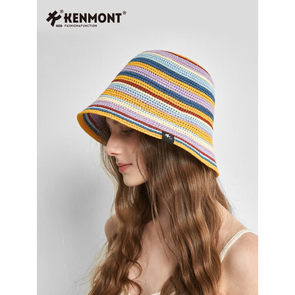Kenmont Kamont moda bacia chapéu feminino verão viagem férias balde crochê chapéu ins estilo japonês balde chapéu na mod