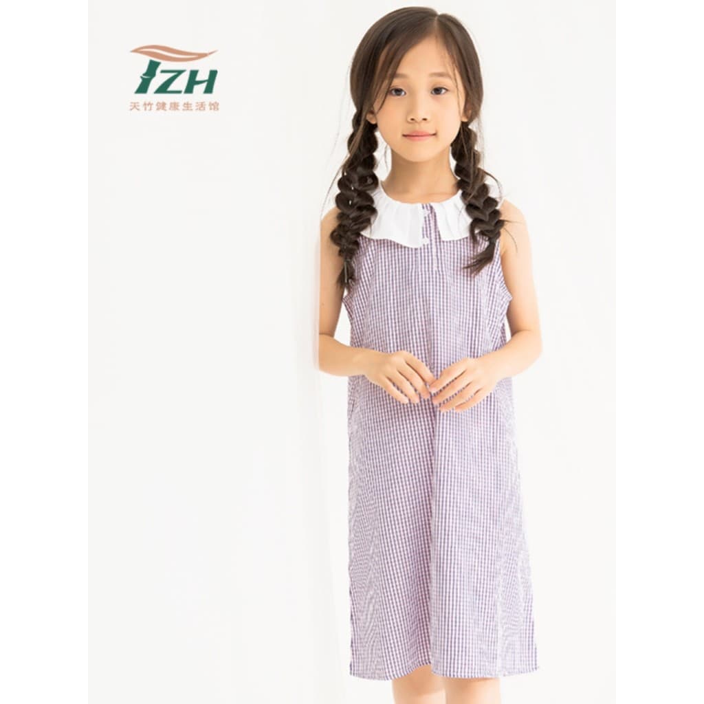 Tzh Tianzhu marca meninas vestido estilo fino verão fibra de bambu Loungewear médio grande crianças uma bainha saia em t