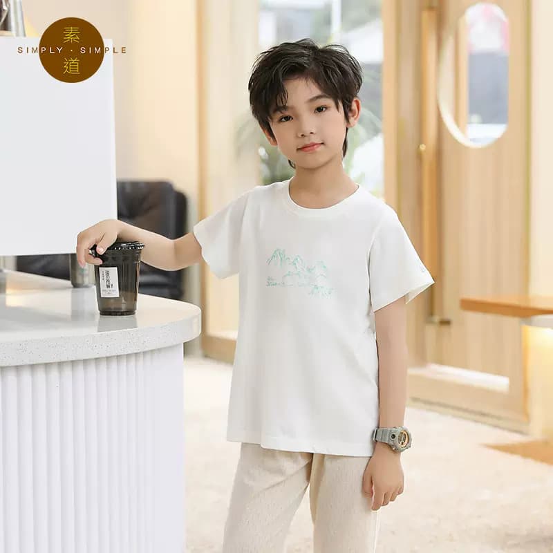 Crianças puro algodão camiseta simples Natural orgânico colorido algodão meninos meninas verão meia manga algodão respir