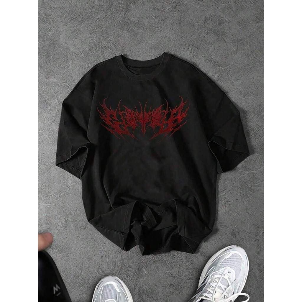 Camiseta Oversized Masculina Gola Redonda Casual Versátil Uso Diário Viagem e Esportes Estampa Gótica - BT1114