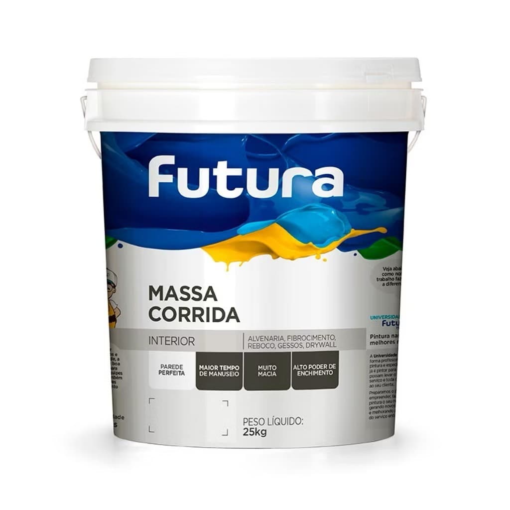 Massa Corrida PVA Premium Futura 25kg – Branca para Paredes Internas