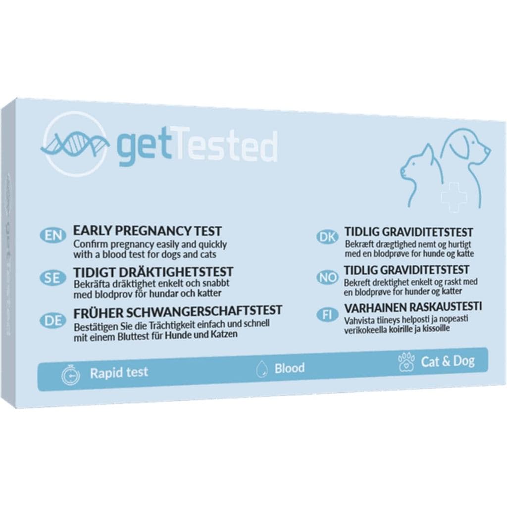 Teste de Gravidez Precoce GetTested para Cães e Gatos, Kit de Teste, Triagem Rápida em Casa para Gestação Canina e Felin