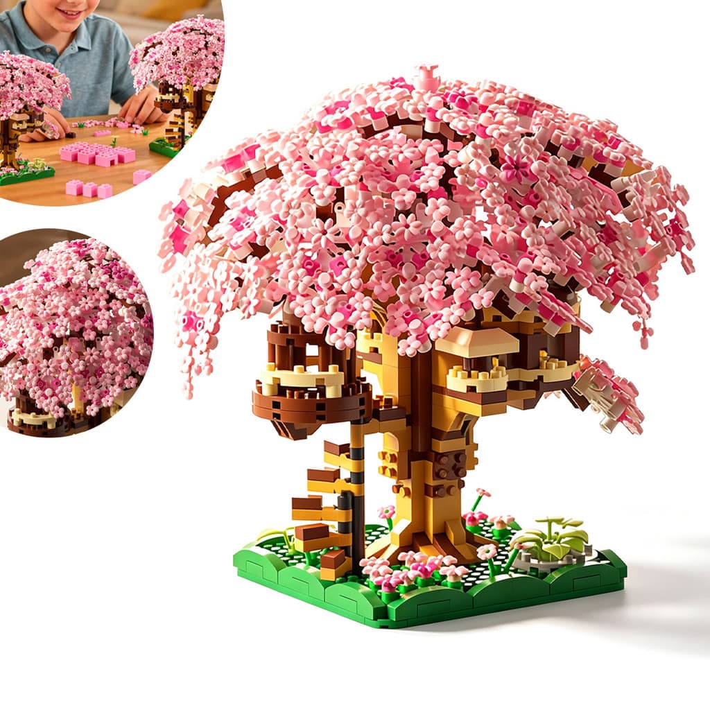 Kit Blocos Micro Bonsai Sakura 1104 Peças Montagem Flores Decorativo Presente