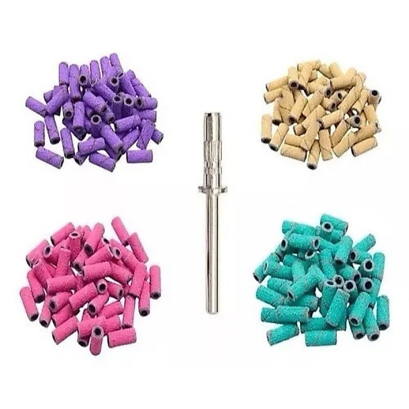 Kit Broca Mandril Caixa 50 Refil De Lixa Premium para Motor Lixadeira Helen Color