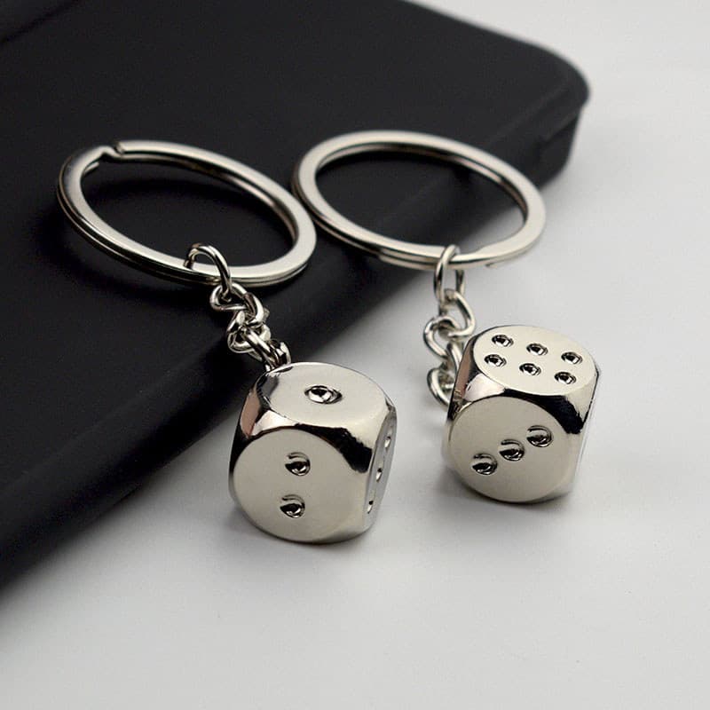 Criativo Metal dados chaveiro pingente carro chaveiro saco chave pingente abertura promoção pequeno presente