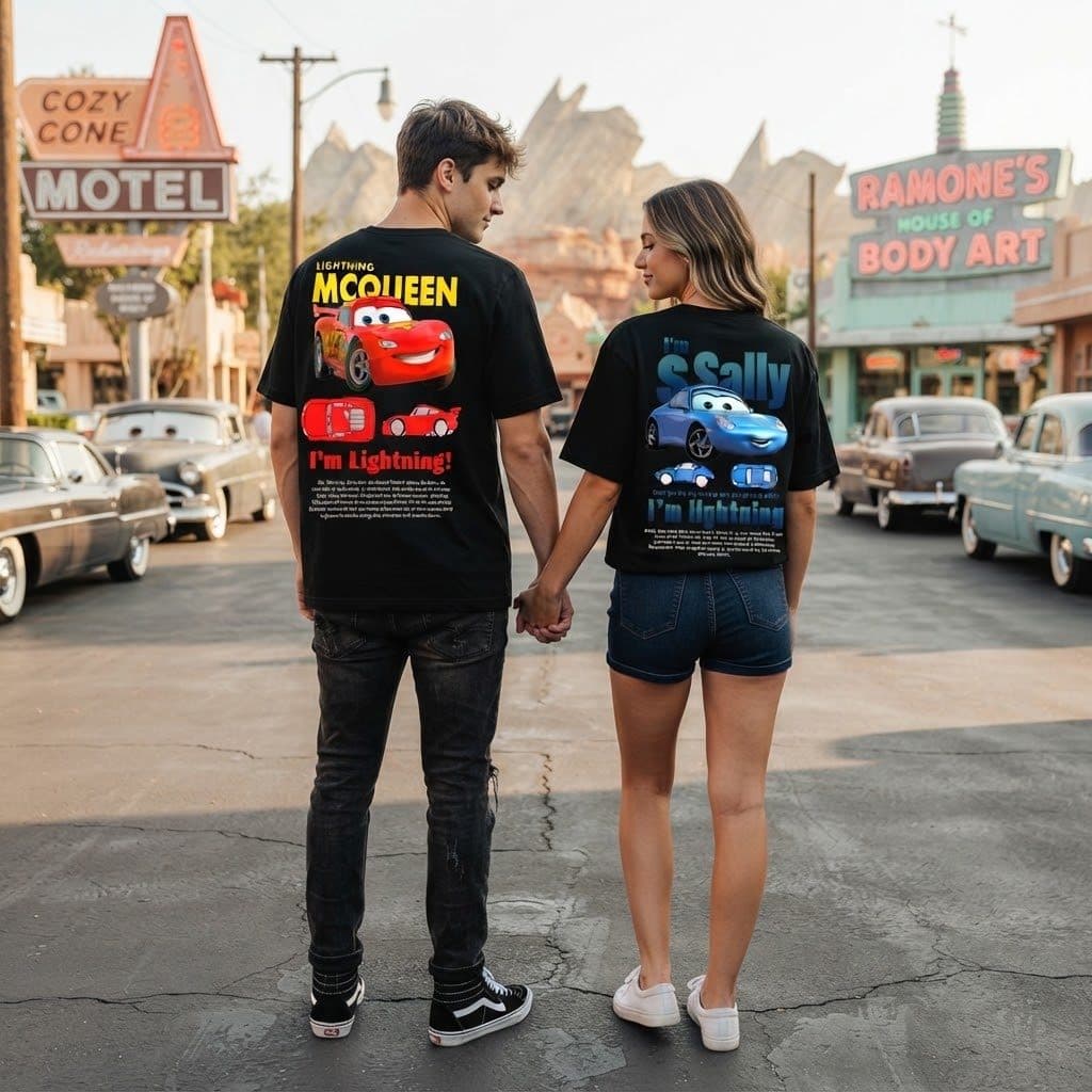 Kit 2 Camiseta Camisa Casal Estampado  Sally Carros Relampago Mcquen  Casal Lindos Algodao Unissex