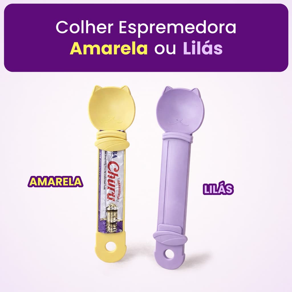 Colher Espremedora de Petisco Sachê Churu Para Gatos e Cães