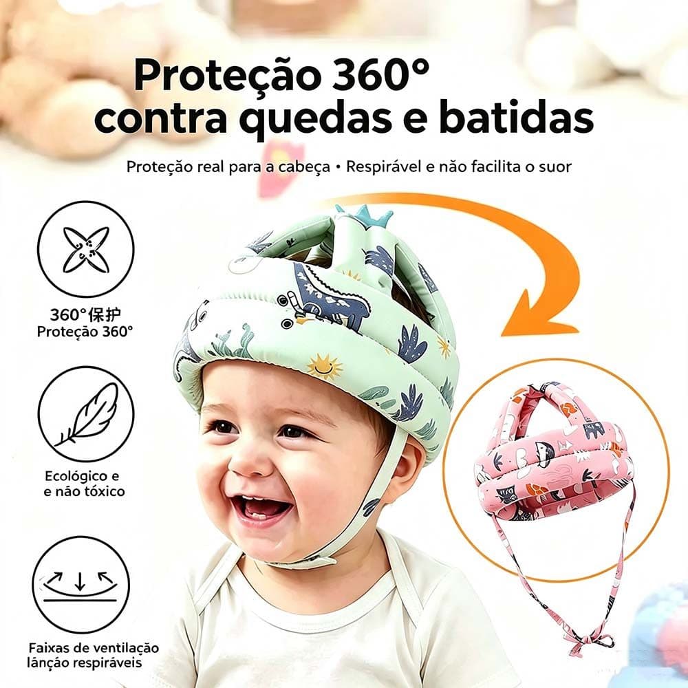 Chapéu De Proteção Infantil Capacete De Segurança Para Bebês Ajustável Anti-Colisão