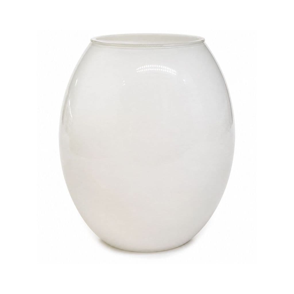 VASO VIDRO SANTIAGO DECORATIVO REDONDO BRANCO 19X10 FLORARTE