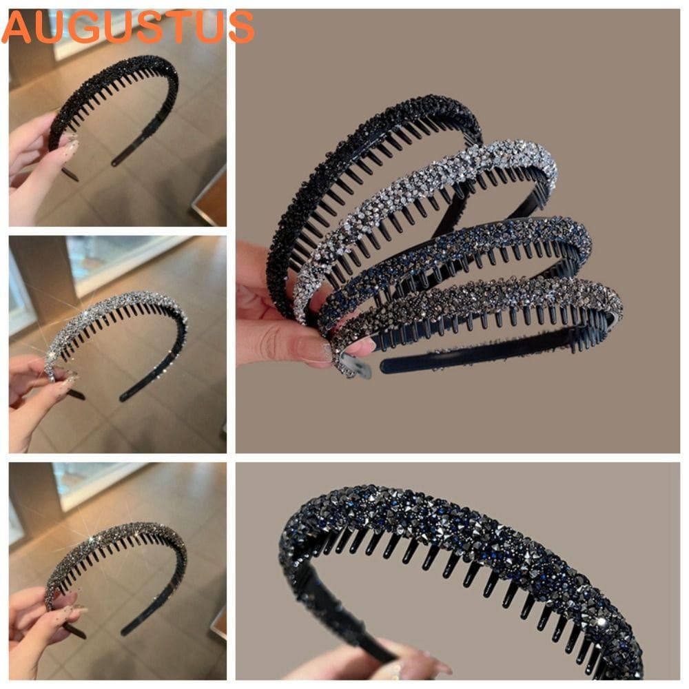 Faixa De Cabeça De Strass AUGUSTUS , Plástico Com Cabelo Dentada , Argola De Diamante Estilo Coreano Para Lavar O Rosto