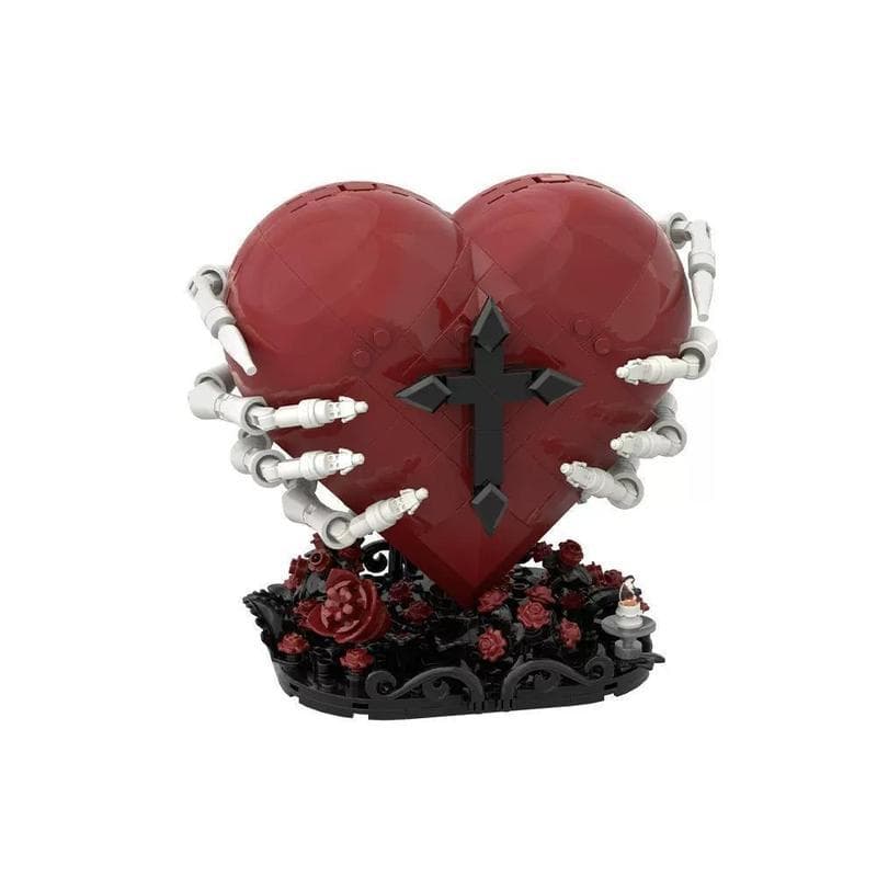 M MOC Blocos de Construção Halloween Gótico Santo Coração Crânio Mão Criativa Decoração de Mesa Montagem de Construção