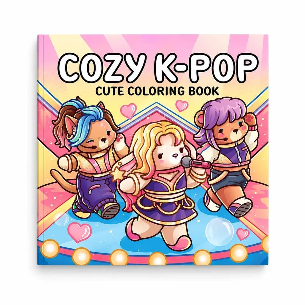 Livro De Colorir Para Adultos-Papel Opaco , Personagens De Desenhos Animados Estéticos Aconchegantes , Grandes Designs C