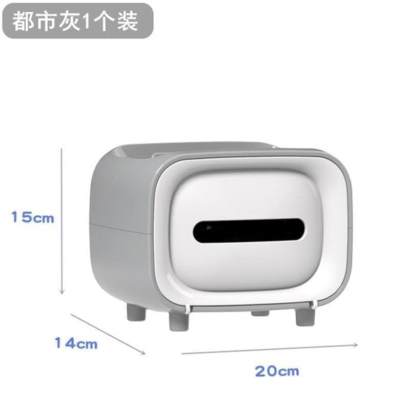 Suporte de mesa com tampa articulada para TV e telefone, gaveta de armazenamento, caixa de lenços de papel com ventosa e