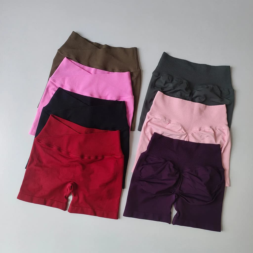 Shorts de Fitness Femininos Sem Costura de Cintura Alta, Efeito Levanta Bumbum, Justos, de Secagem Rápida YWGX