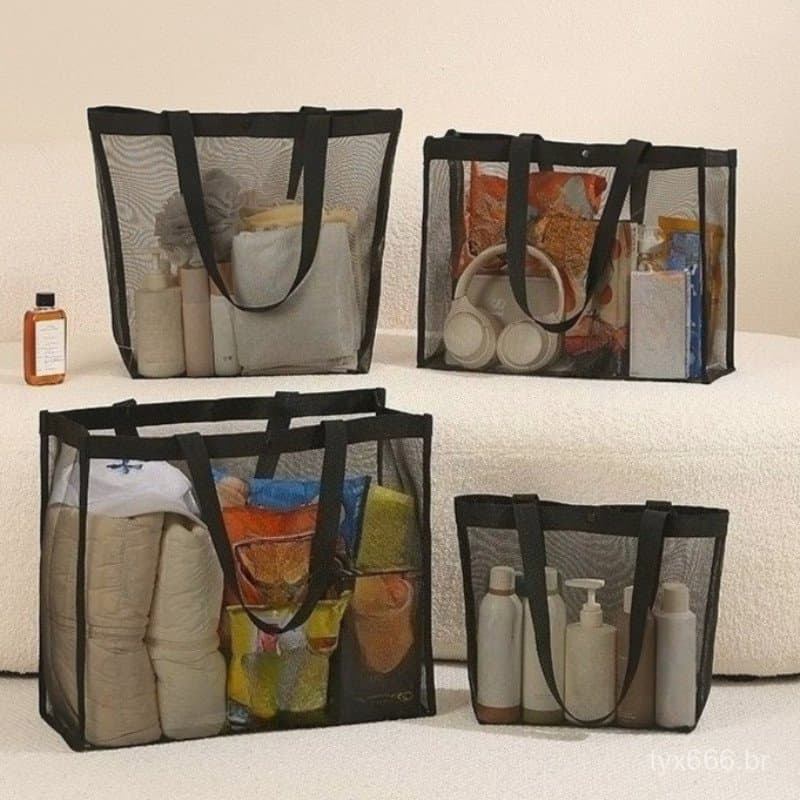 Sacola De Praia Leve De Malha De Grande Capacidade , Bolsa De Armazenamento Para Viagens De Atividades Ao Ar Livre